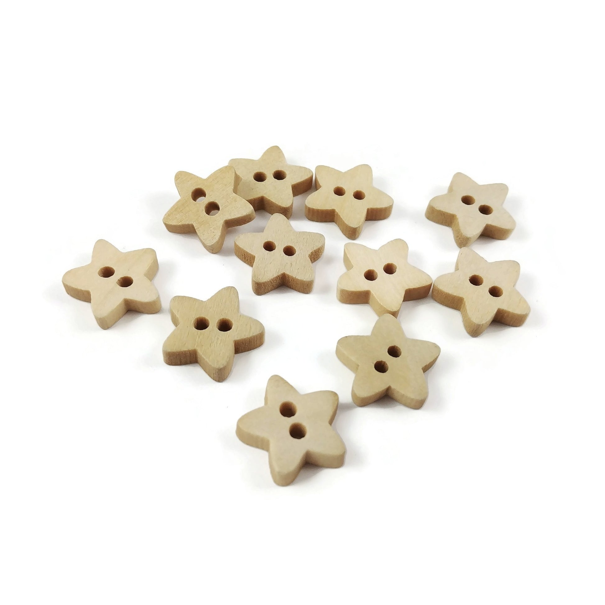Star button - 10 Wooden craft buttons 13mm