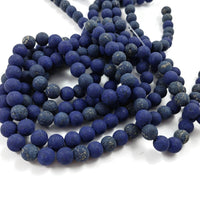 Frosted Natural Lapis Lazuli Round Beads Strands 4, 6 or 8mm - Blue