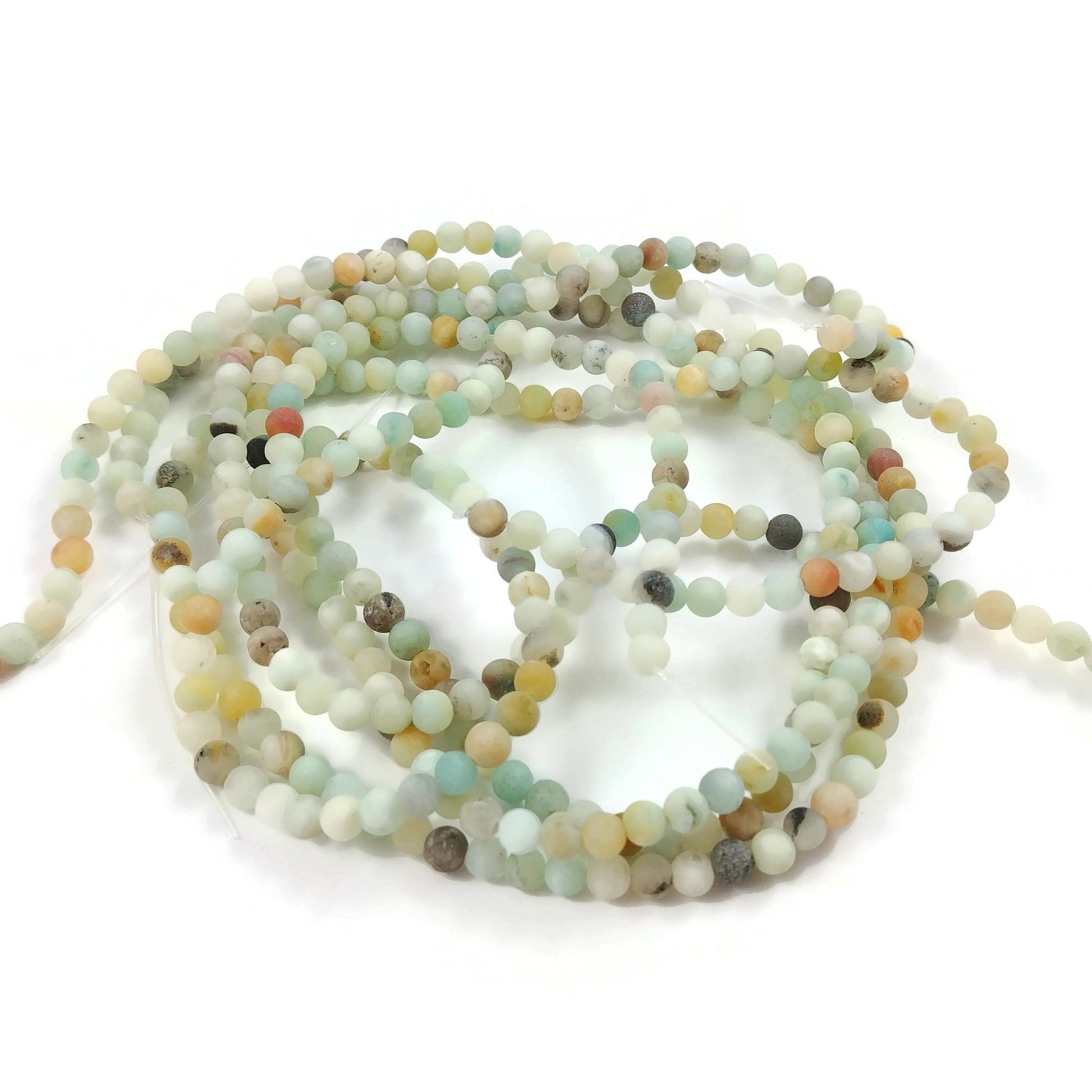 Frosted Natural Amazonite Round Beads - 4, 6, 8 or 10mm