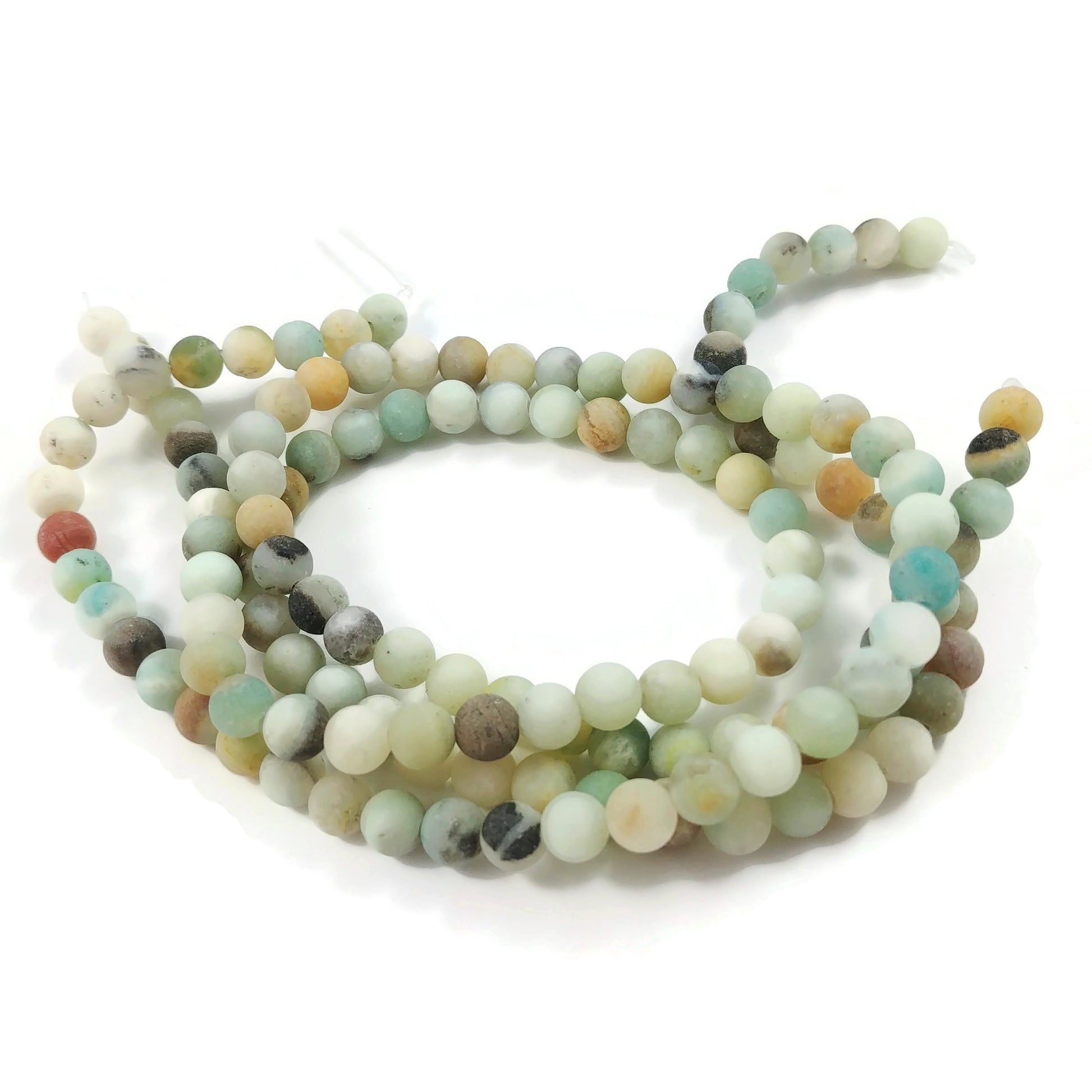 Frosted Natural Amazonite Round Beads - 4, 6, 8 or 10mm
