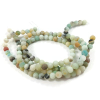 Frosted Natural Amazonite Round Beads - 4, 6, 8 or 10mm