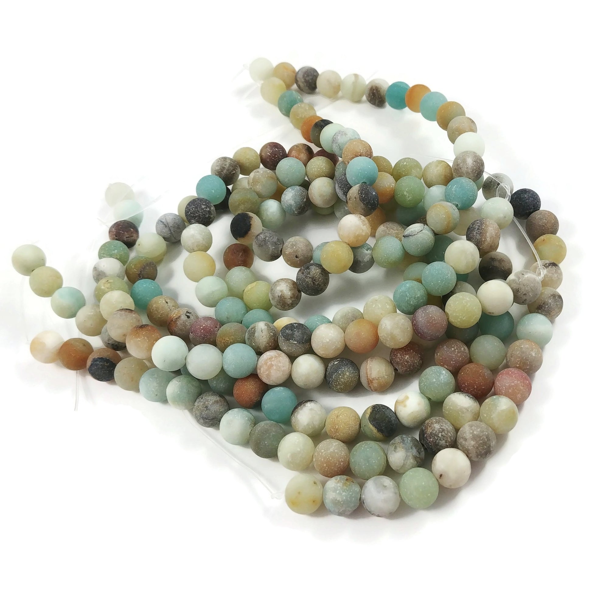 Frosted Natural Amazonite Round Beads - 4, 6, 8 or 10mm