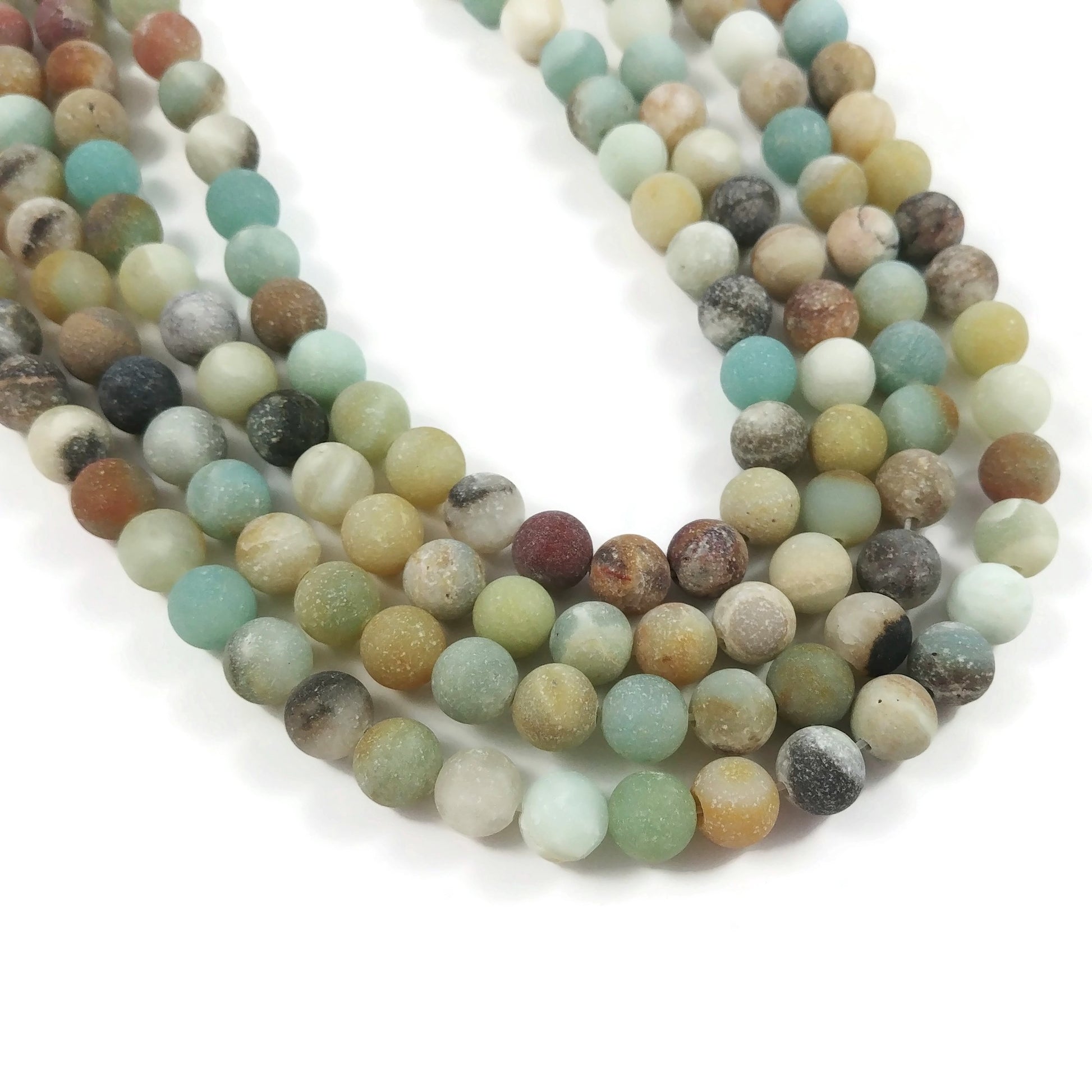 Frosted Natural Amazonite Round Beads - 4, 6, 8 or 10mm