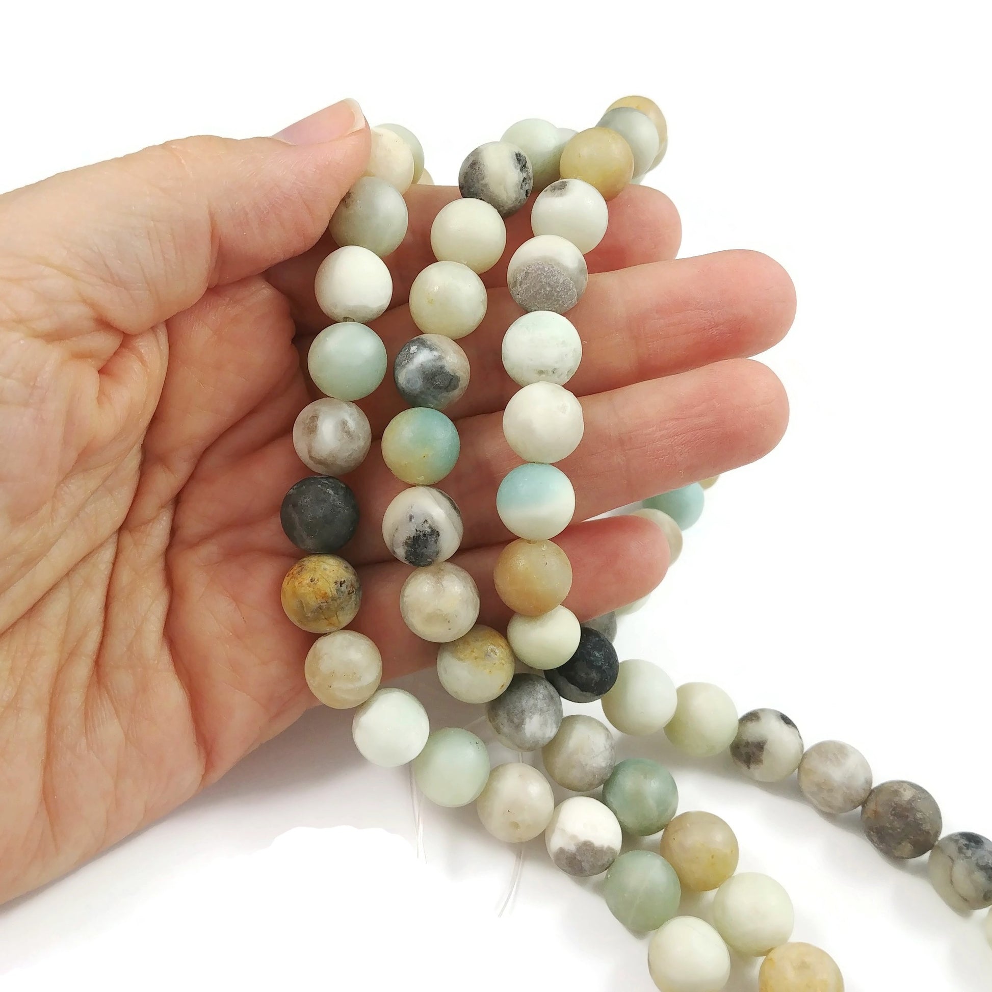 Frosted Natural Amazonite Round Beads - 4, 6, 8 or 10mm