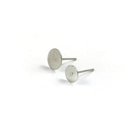 50 Earring stud posts, 6mm 8mm pad