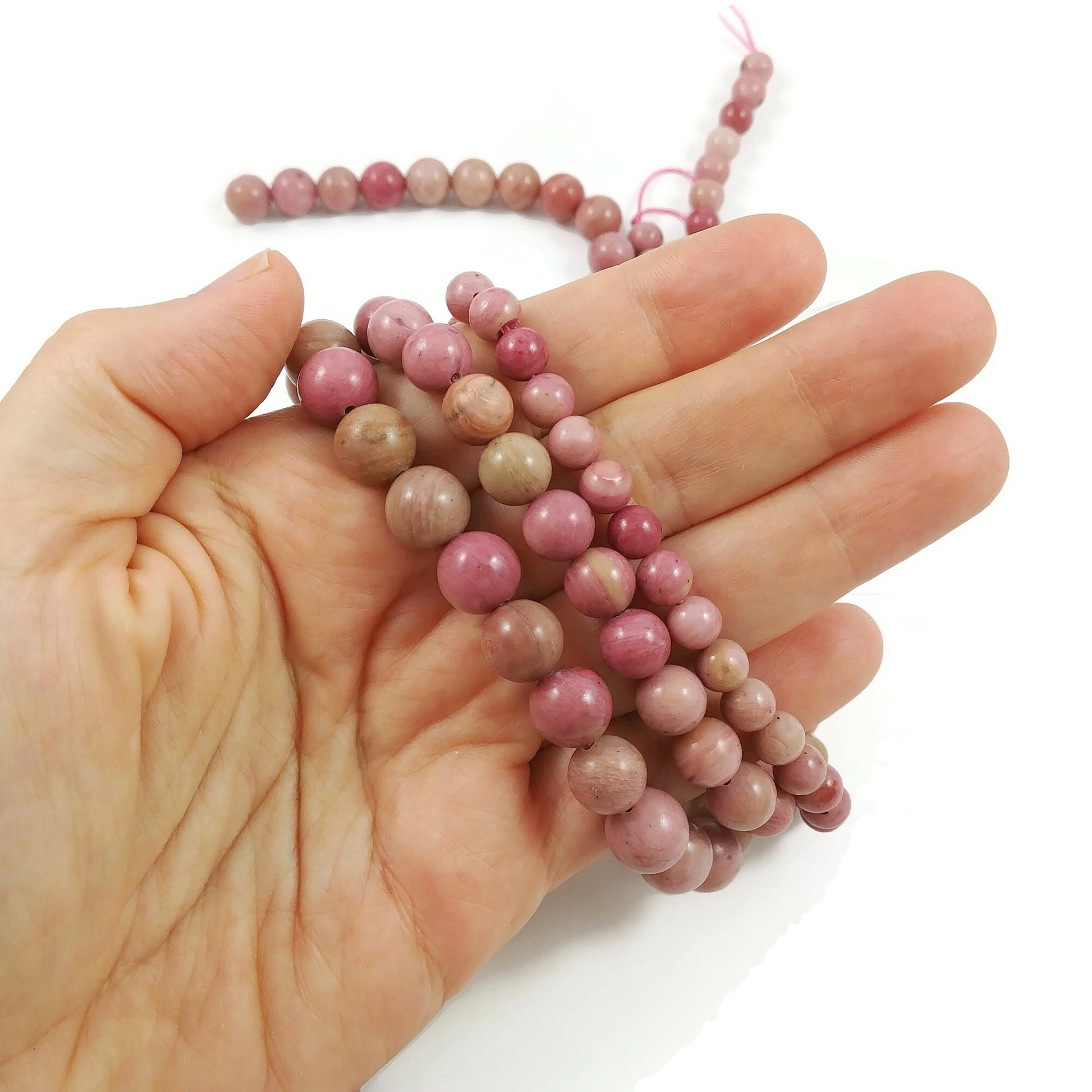 Natural Pink Wood Lace Stone Beads Strands 6, 8 or 10mm Round