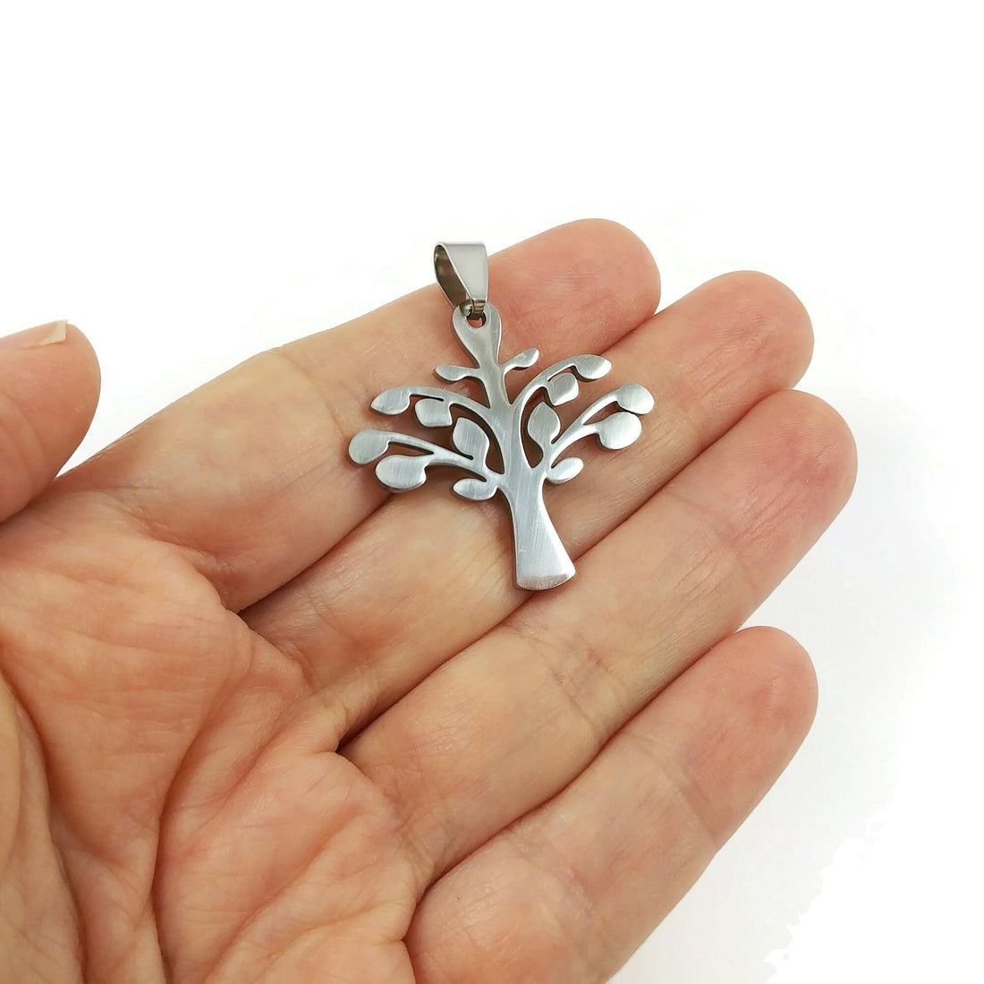 Pendentif arbre en acier inoxydable hypoallergénique