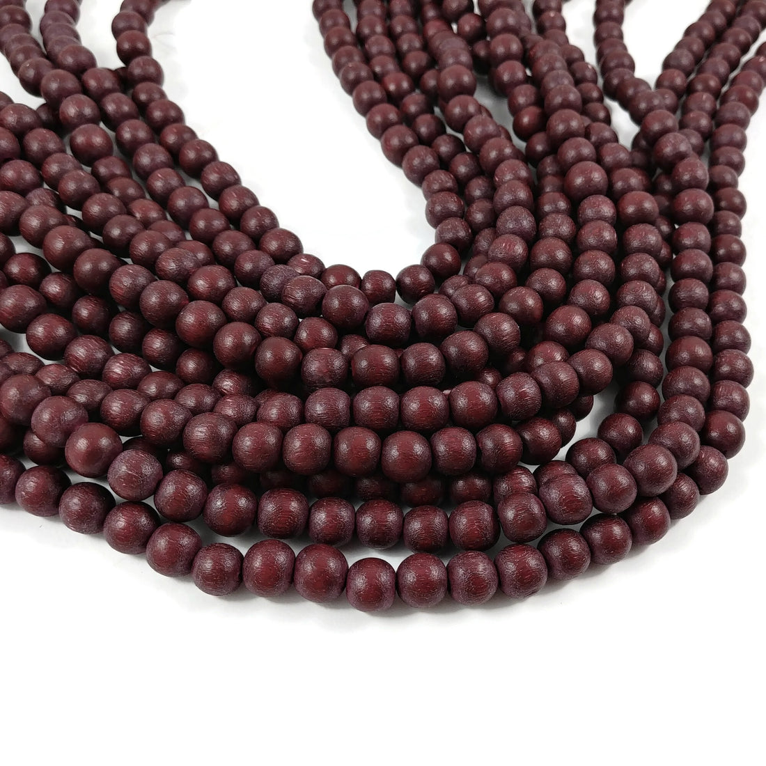 Burgundy 6mm or 8mm wood round beads 16 inch strand