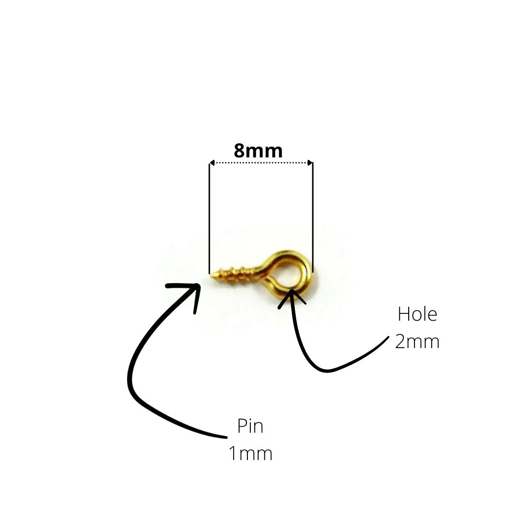 Gold Screw Eyes Bails - Stainless Steel Bails Top Drilled