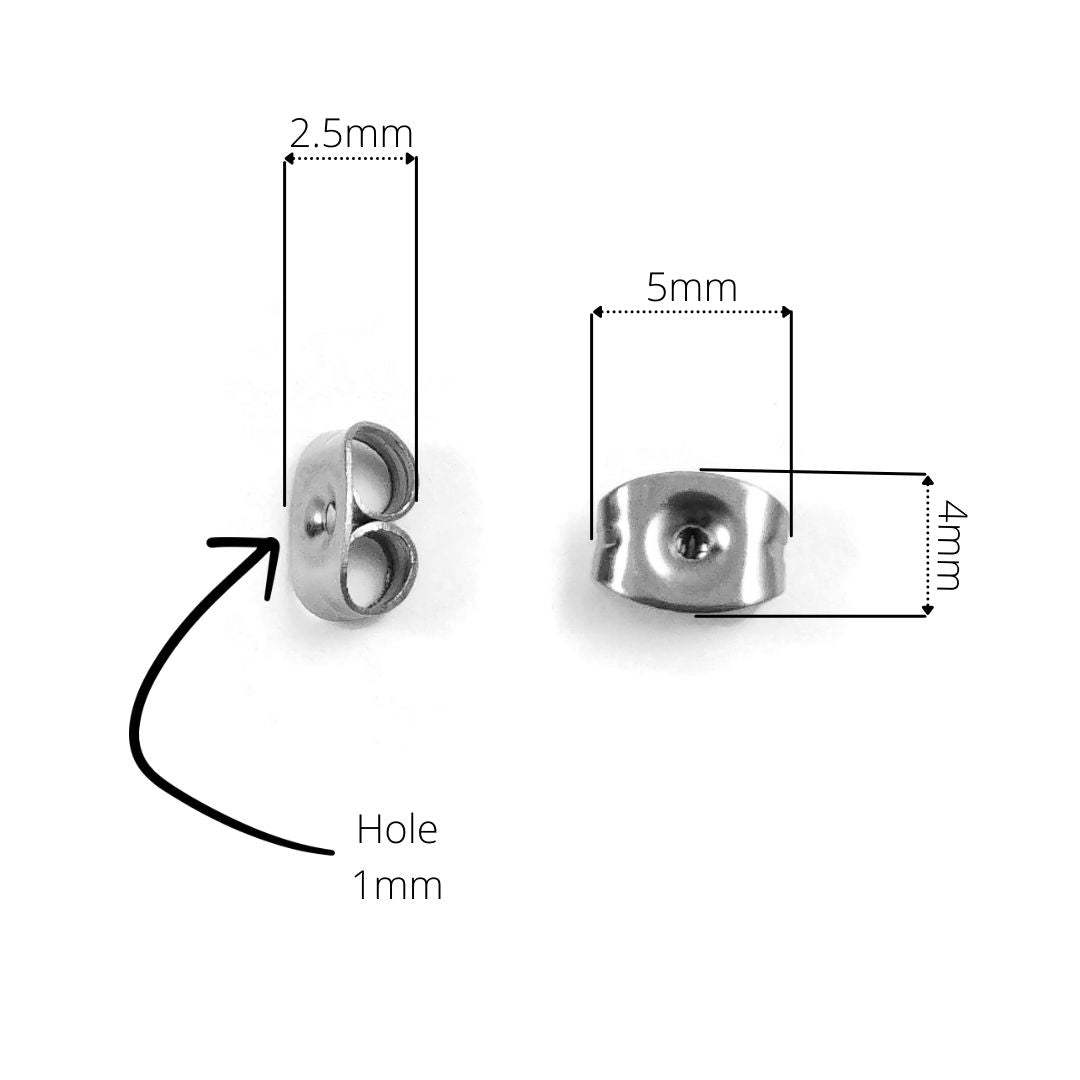 Papillons pour tiges de boucle d'oreille - acier inoxydable hypoallergénique