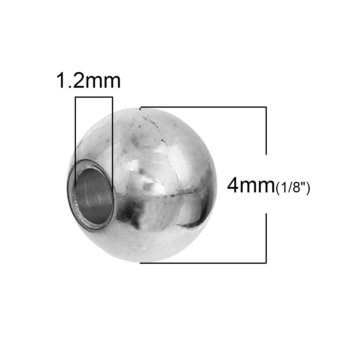 30 Perles 4mm en acier inoxydable hypoallergénique