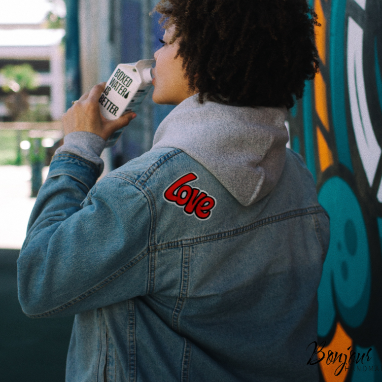 LOVE iron on patches, embroidered patch, sew on patch