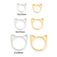 Cute cat charms, Gold or silver metal pendants, Connector for jewelry making