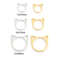 5 Cute cat charms, Gold or silver metal pendants, Connector for jewelry making