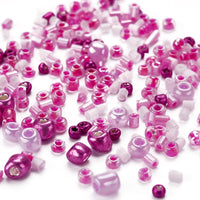 Perles de rocaille en verre - ROSE - Assortiment de formes et grandeurs