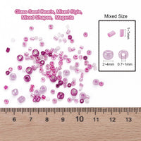 Perles de rocaille en verre - ROSE - Assortiment de formes et grandeurs