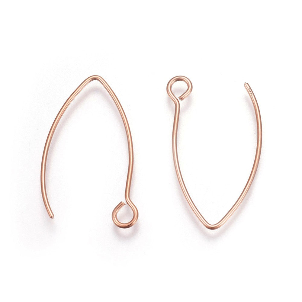 10 Stainless Steel Marquis earring hooks 26x15mm
