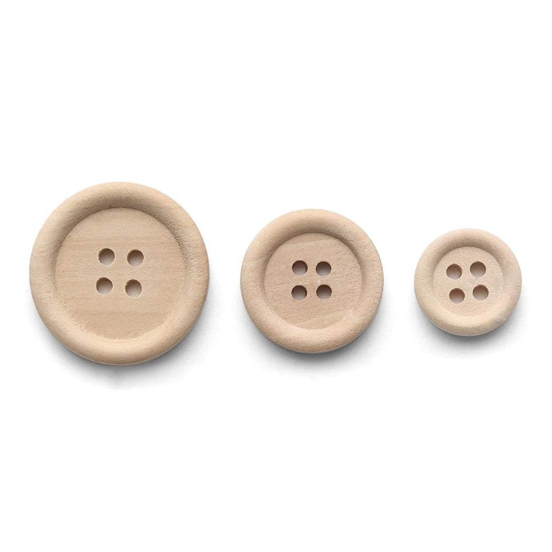 12 Boutons de bois naturel 13mm, 15mm, 18mm, 20mm, 25mm