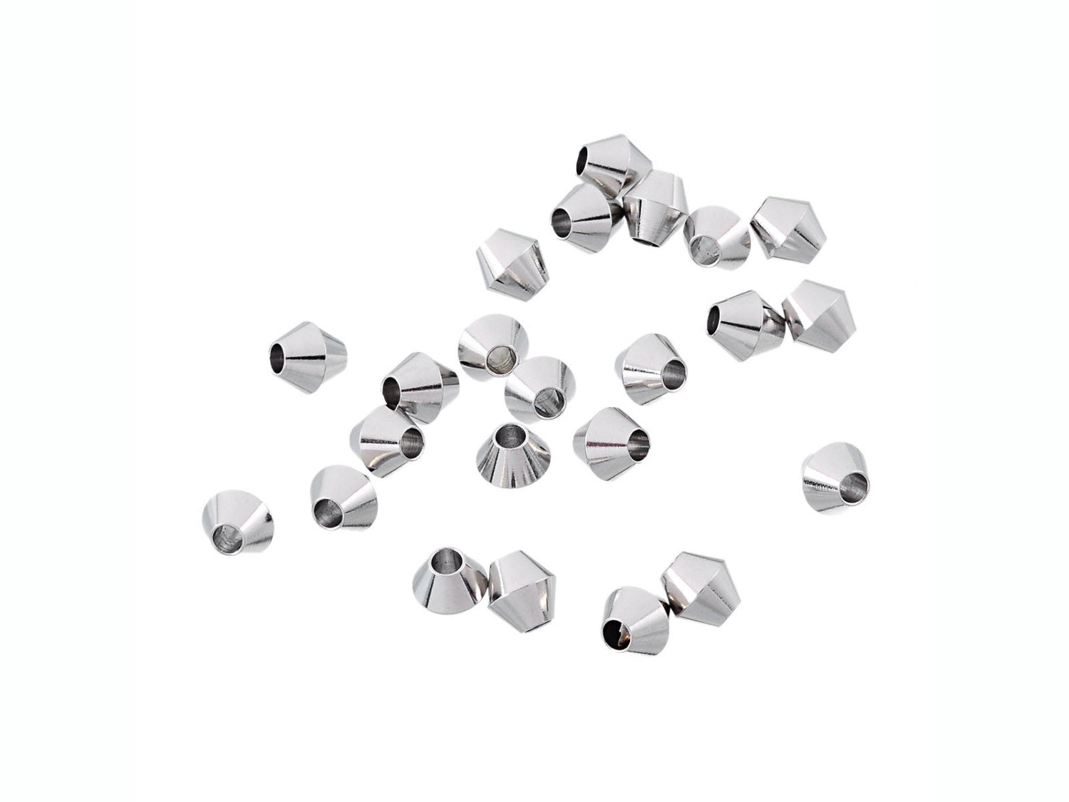 10 Stainless Steel Bicone Beads 6mm