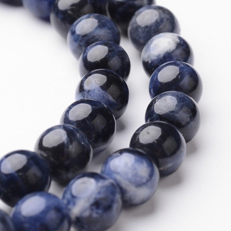 Pierres Naturelles Sodalite Rondes 4, 6 ou 8mm