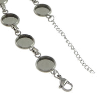 1 Stainless Steel Bracelet with 10mm cameo settings - Cabochon bracelet blank bezel with Extender