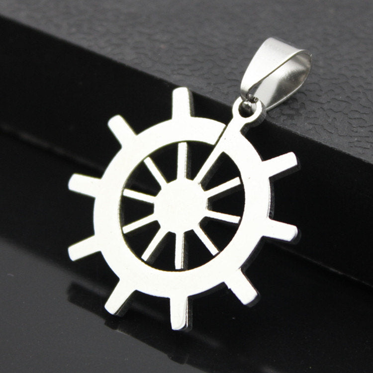 Pendentif roue de bateau en acier inoxydable hypoallergénique