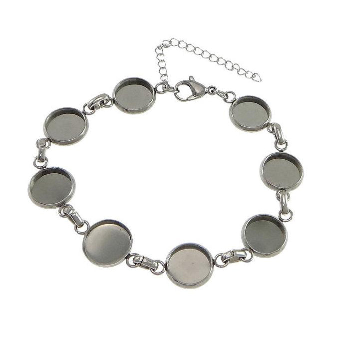 Stainless Steel Bracelet with 10mm cameo settings - 1 x Cabochon bracelet blank bezel with Extender