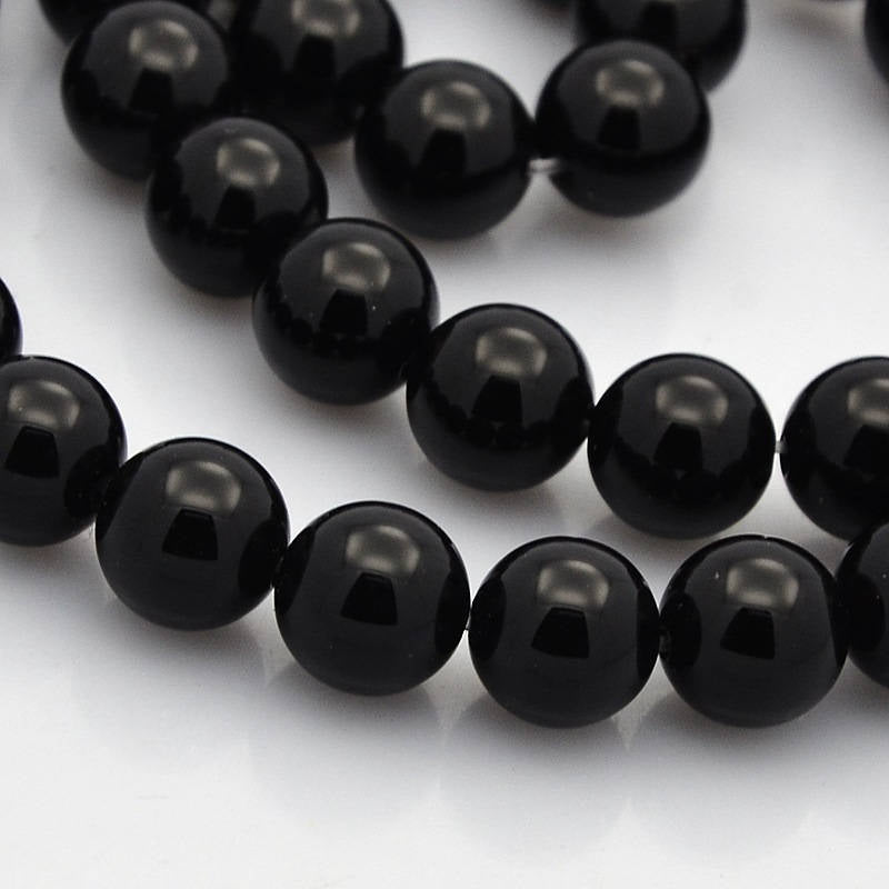 Perles noires en pierres naturelles onyx 8mm