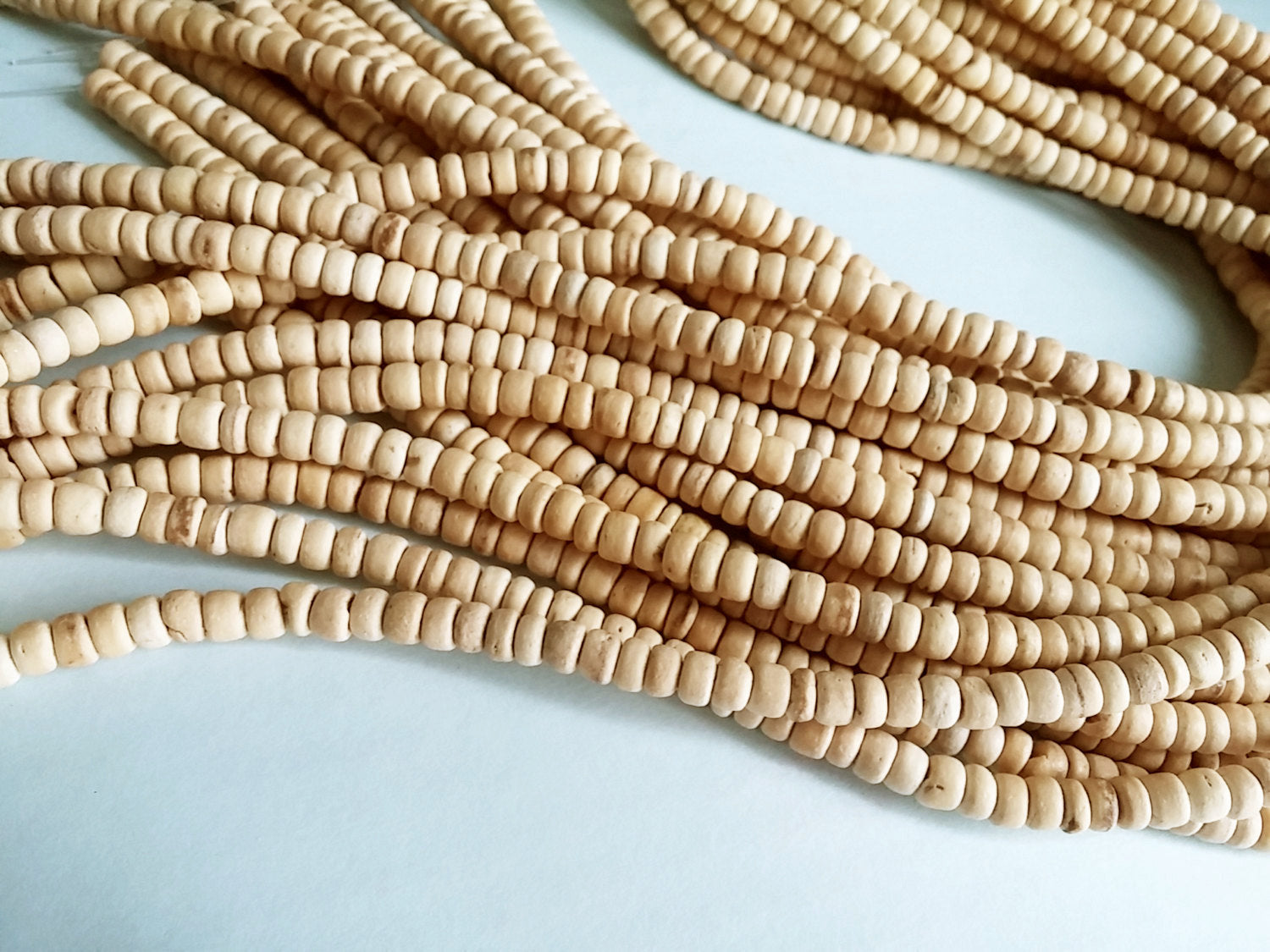120 natural coconut beads - Coconut Rondelle Disk Beads 4-5mm