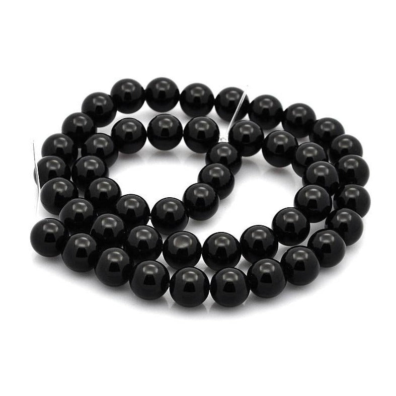 Natural black onyx stone beads, 8mm round