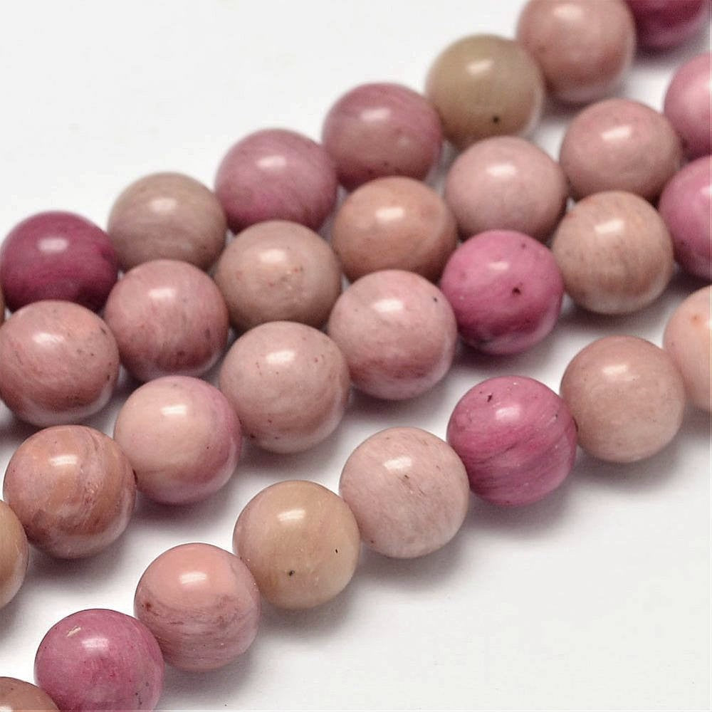 Natural Pink Wood Lace Stone Beads Strands 6, 8 or 10mm Round