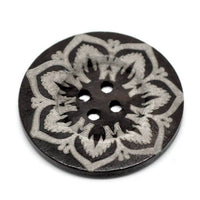 Bouton extra gros - 3 bouton en bois de 60mm - motif fleur