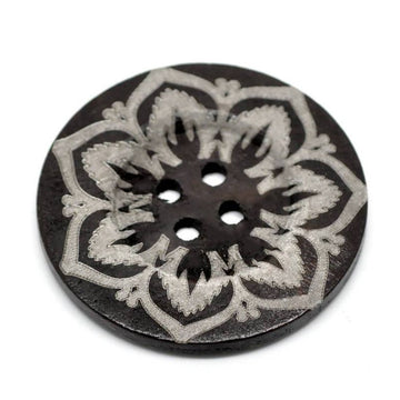Bouton extra gros - 3 bouton en bois de 60mm - motif fleur