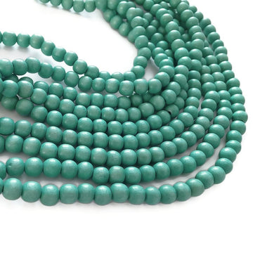 Turquoise 6mm, 8mm or 10mm wood round beads 16 inch strand