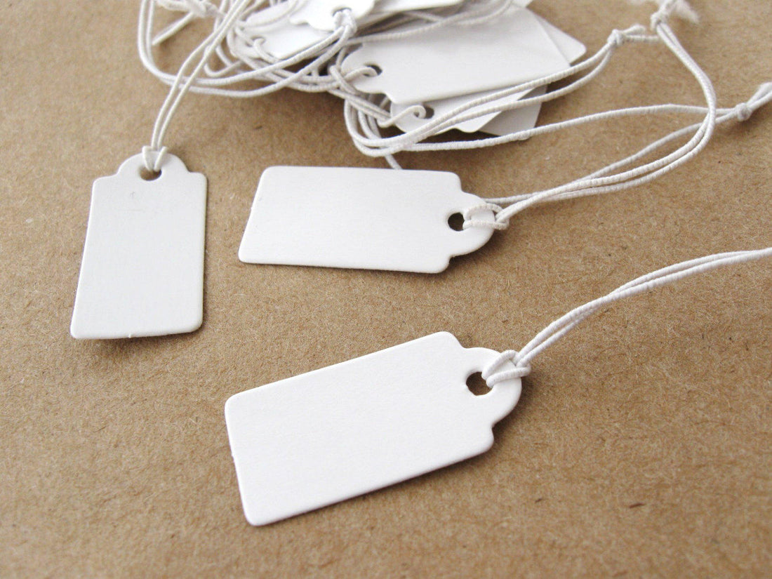 Jewelry price tags - Blank white rectangular tags - Set of 50