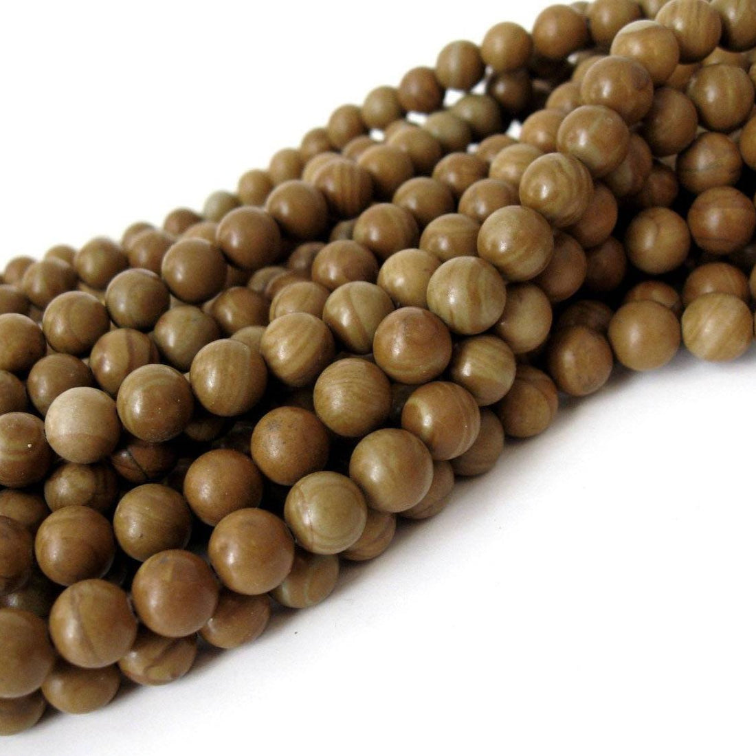 Natural Wood Lace Stone Beads Brown Round 8mm