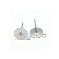 10 Stainless steel earring post with loop - 5mm, 6mm, 8mm, 10mm