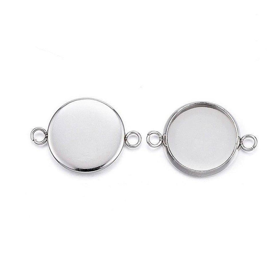 Base ronde pour cabochon en acier inoxydable 8, 10, 12 ou 14mm avec anneau pour pendentif