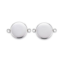 10 Stainless steel connector cabochon settings, flat round, 8, 10, 12 or 14mm tray