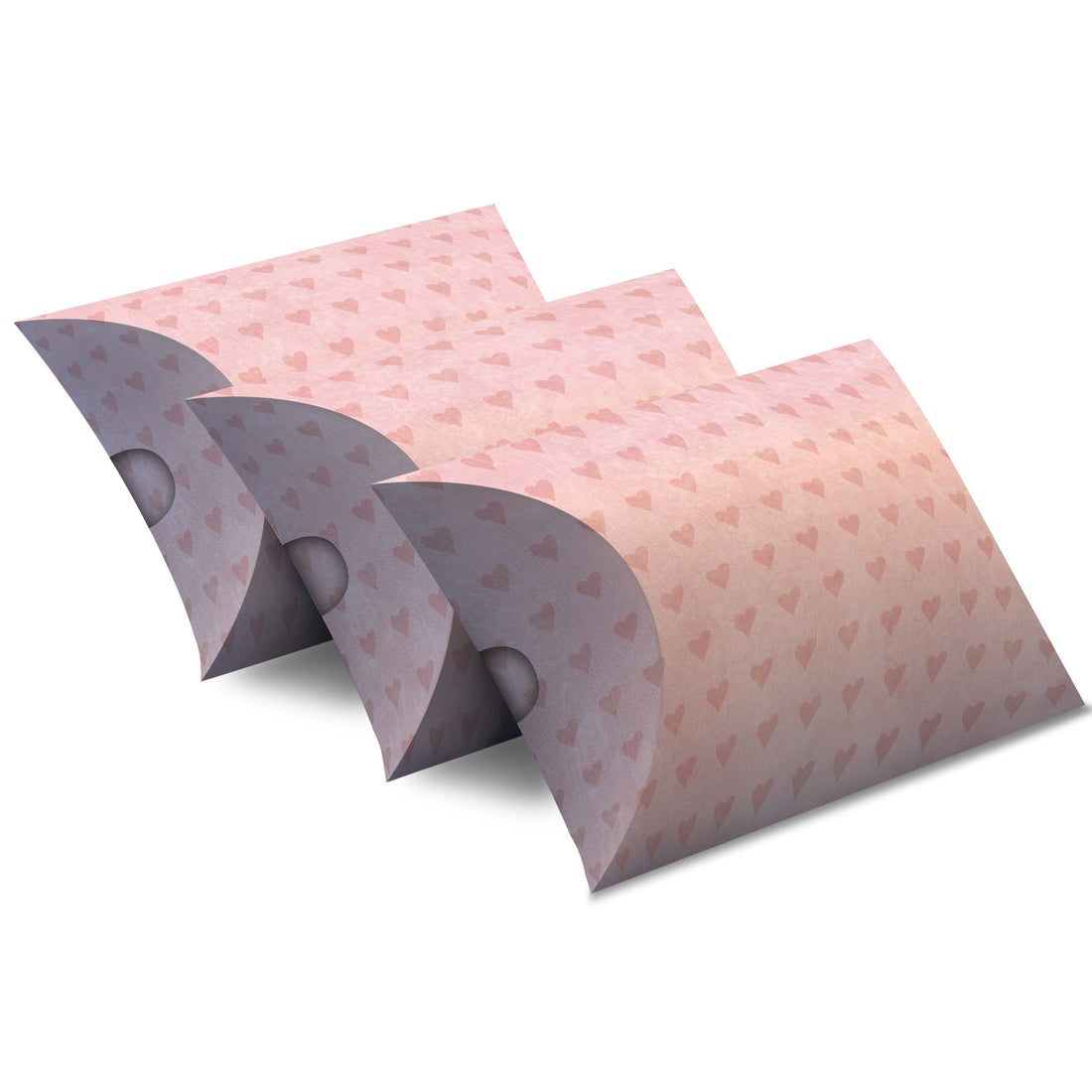 Digital Deep Pillow Box Pink and Red Hearts
