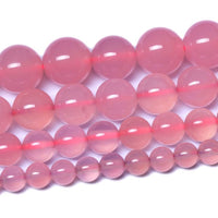 Pink natural agate round beads 6mm or 8mm