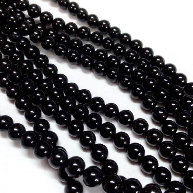 Natural Black Agate Stone Beads Strands 4 or 6mm Round