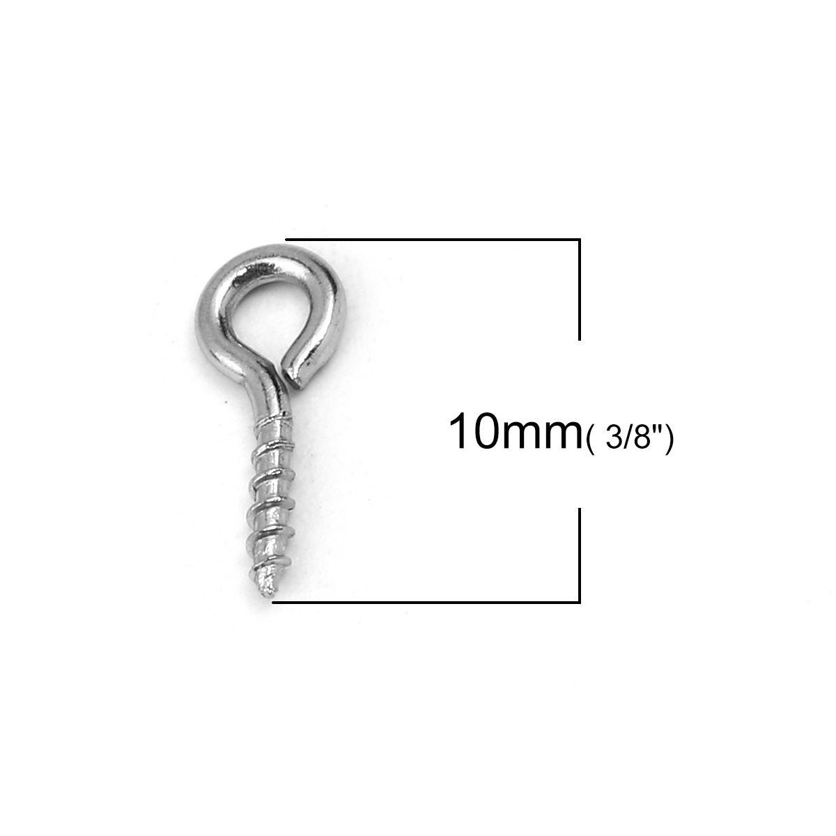 10 Silver Screw Eyes Bails - Stainless Steel Bails Top Drilled - Four sizes available