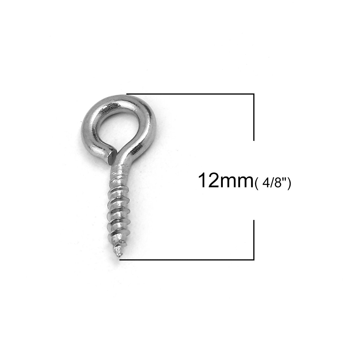 10 Silver Screw Eyes Bails - Stainless Steel Bails Top Drilled - Four sizes available