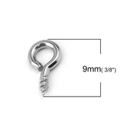 10 Silver Screw Eyes Bails - Stainless Steel Bails Top Drilled - Four sizes available