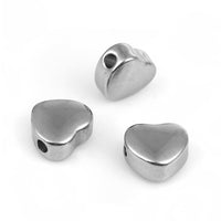 1 Perle coeur 10mm en acier inoxydable