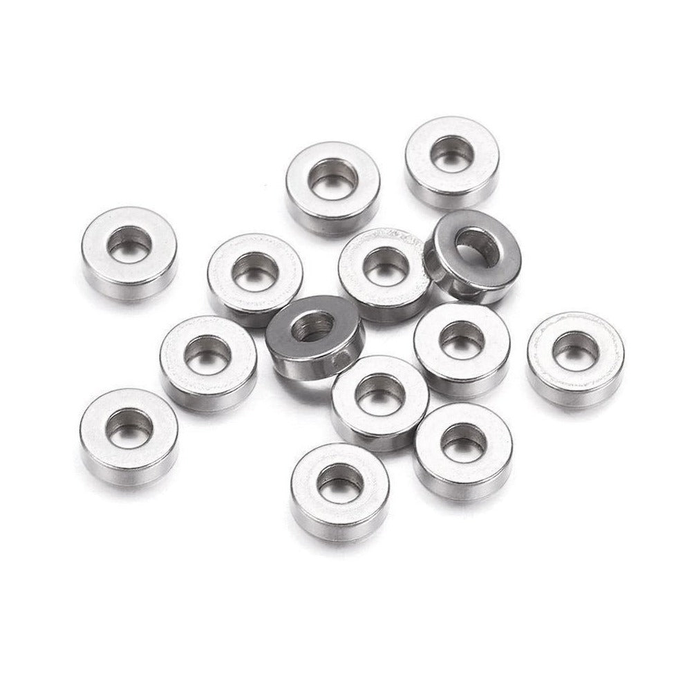 5 Stainless Steel Rondelle Spacer Beads 7mm