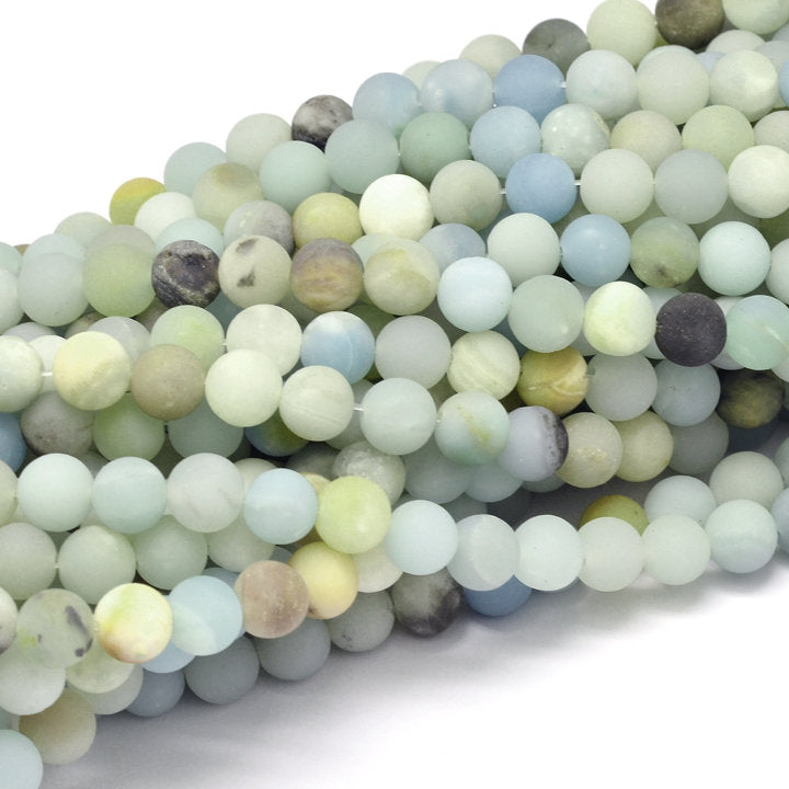 Frosted Natural Amazonite Round Beads - 4, 6, 8 or 10mm