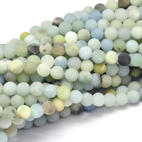 Frosted Natural Amazonite Round Beads - 4, 6, 8 or 10mm