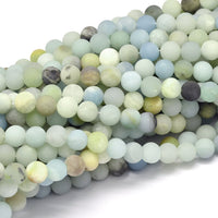 Frosted Natural Amazonite Round Beads Strands 4, 6, 8 or 10mm